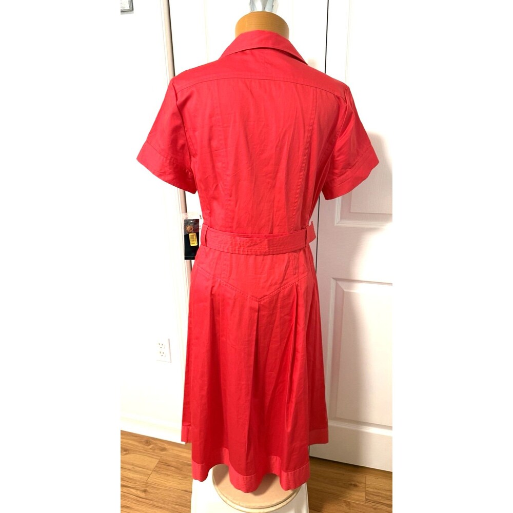 NWT Jones New York Maxi Belted Button Down Dress Sz 10 Pinkish Coral Cotton - Picture 4 of 10